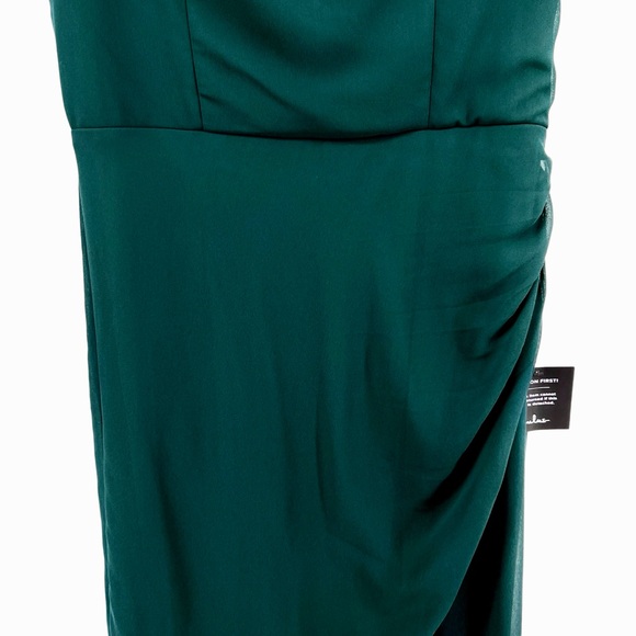 Lulus NWT Glamorous Disposition Emerald Green Ruched Maxi Dress Sz XL Front Slit - Picture 5 of 15